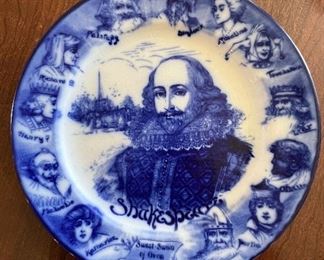 Antique Flow Blue English Staffordshire Shakespeare plate