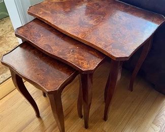 Burl wood stacking side tables