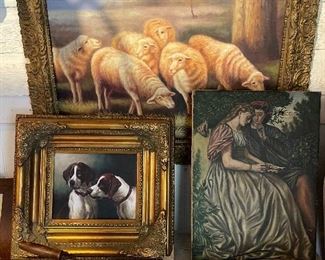 original oil paintings and antique framed prints 