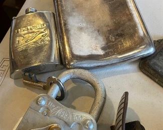 Padlocks, silver flasks