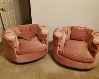 pair of Milo Baughman Swivel Club Chairs 