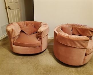 pair of Milo Baughman Swivel Club Chairs