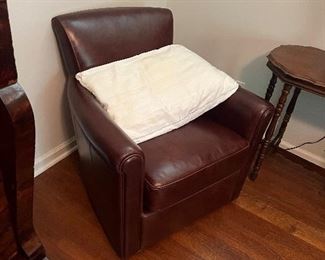 Pottery Barn swivel leather chair.  Top grain leather.  Beautiful, almost 'unused' condition.