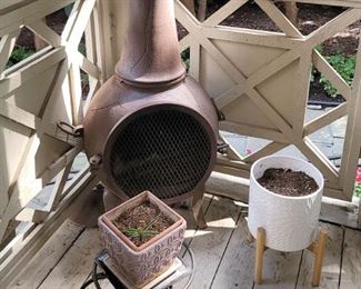 Chiminea and outdoor decor