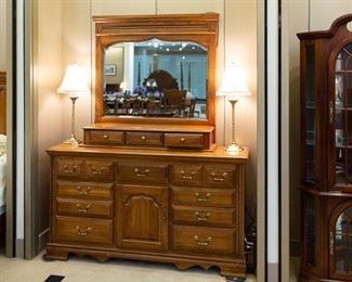 SOLID - SO NICE - high end oak dresser/mirror - part if a bedroom suite, but sold separately.  