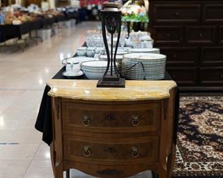 Marble top vintage table and amazing Tiffany Style Lamp