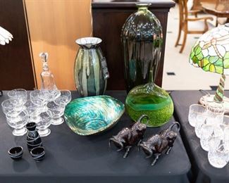 Lots of decorative and hand blown glass