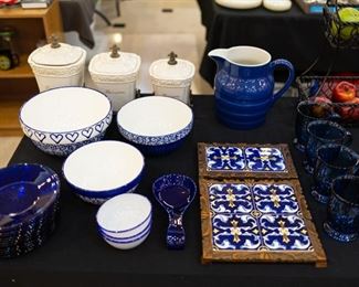 We have many 'blue' dishes in this one!