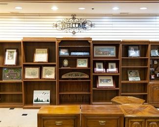We are selling all these bookshelves, plus many others