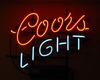 Neon Coors Light Bar Sign, Powers On, 16" x 19"