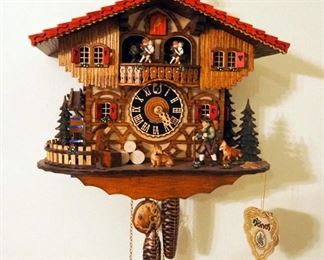 Kathe Wohlfahrt By Hones Black Forest "Hunting Lodge" Musical Cuckoo Clock, Plays "Edelweiss" And "Happy Wanderer", 13" x 13" x 7"