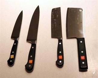 Wusthof Classic German Kitchen Knive Assortment Including Steak Knives, Paring Knives, Butcher Knives, And More, Total Qty 25