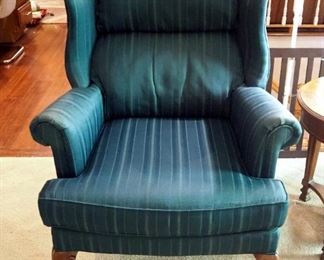 Upholstered Wing Back Chair With Cabriole Feet, 41" x 30" x 34"