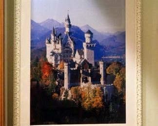 Framed Matted Under Glass Neuschwanstein Castle Photograph Print, 40" x 32"