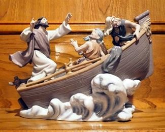 Porcelain Jesus Calms The Storm Statue, 11.75 " x 5.5" x 9", And Enesco Foundations 8" Angel Figure