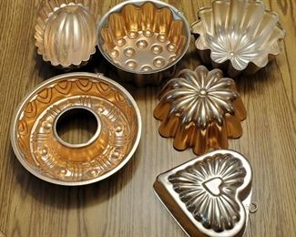 Copper Gelatin Molds, Qty 6
