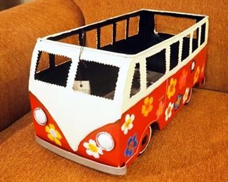 Painted Pressed Metal VW Bus Planter, 8" x 16" x 7"