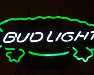 Neon Bud Light Alligator Bar Sign, 12" x 33", Powers On