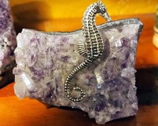 Natural Amethyst Quartz Crystal Geodes, Qty 5 And Agate Quartz Geode