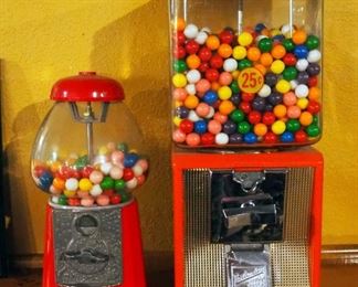 Coin Operated Tabletop Bubble Gum Machines, Qty 2