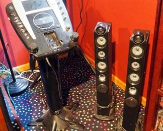 Karaoke Vision SM-1010 Pedestal Karaoke System Including Microphones And Dual Speaker Towers