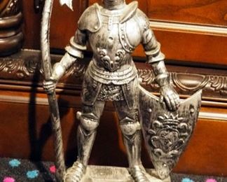 Molded Plastic 12" Knight Figures On Wood Base, Qty 2