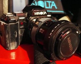 Minolta Maxxum 7000 35mm Camera, Including AF Lenses, Qty 3, Sizes 70-210mm, 50mm, And 28-85mm, And Camera Case