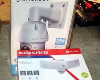 Amcrest 4MP Outdoor Speed Dome Camera, New In Box, And Utilitech Motion Activated Security Light