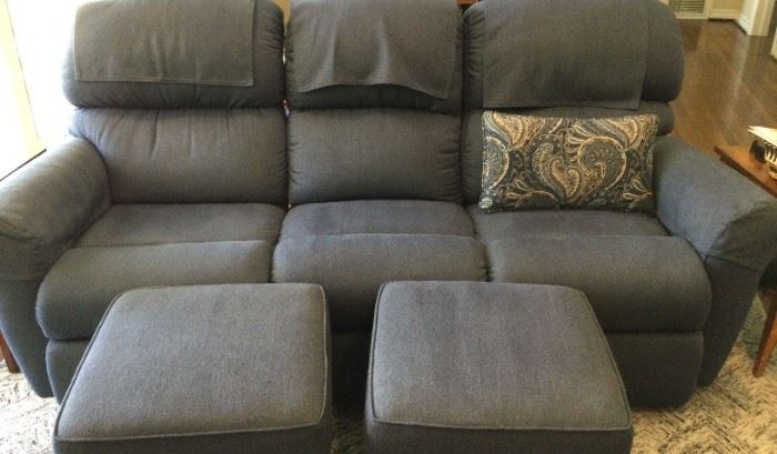 Blue LaZBoy Reclining Sofa