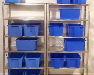 Silver Shelves and Blue Bins