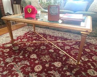 Gold X Based Glass Top Coffee Table