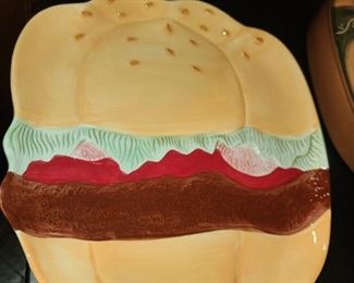 Large Ceramic Burger Shaped Platter
