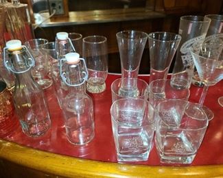 Assorted Barware, Glassware, Decanters, Etc.