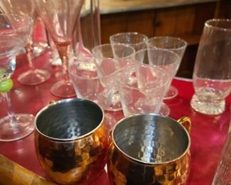 Assorted Barware, Glassware, Decanters, Etc.