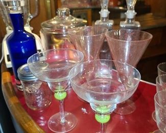 Assorted Barware, Glassware, Decanters, Etc.