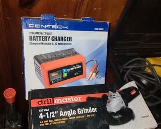 Cen-Tech Battery Charger & Drill Master Angle Grinder