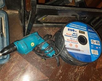 Drill & A Coaxial Cable Spool