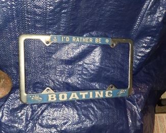 Vintage "I'd Rather Be Boating" License Plate Frame