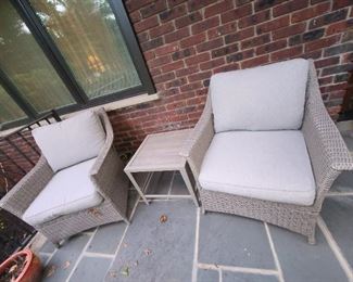 3 Piece Patio Set (2 Chairs, Table, & Seat Cushions)