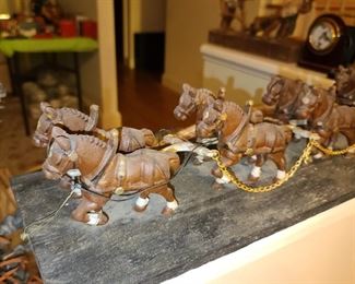 Hand Carved Stagecoach W/ Horses