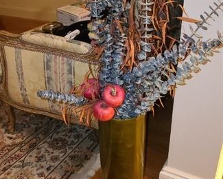 Floral Arrangement In Brass Vase