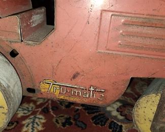 Antique Tru-Matic Steam Roller Ride On Toy