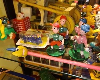 Vintage Wooden Bobblehead Baseball Figures