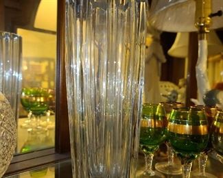 Large Crystal Artist Signed Vase