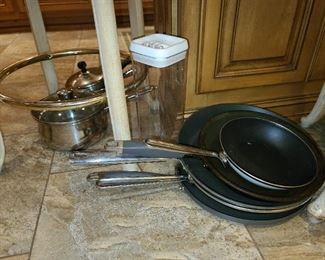 Assorted Kitchen Contents (Pots & Pans, Glassware, China, Crystal, Utensils, Etc.)