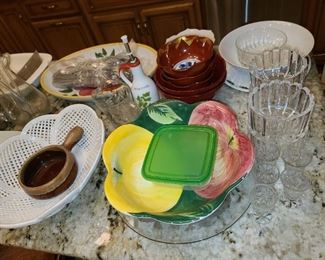 Assorted Kitchen Contents (Pots & Pans, Glassware, China, Crystal, Utensils, Etc.)