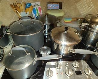 Assorted Kitchen Contents (Pots & Pans, Glassware, China, Crystal, Utensils, Etc.)