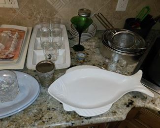 Assorted Kitchen Contents (Pots & Pans, Glassware, China, Crystal, Utensils, Etc.)
