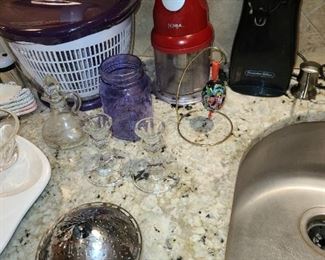 Assorted Kitchen Contents (Pots & Pans, Glassware, China, Crystal, Utensils, Etc.)