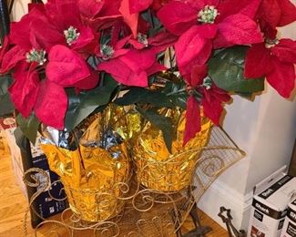 Christmas Sleigh Poinsettia Arrangement